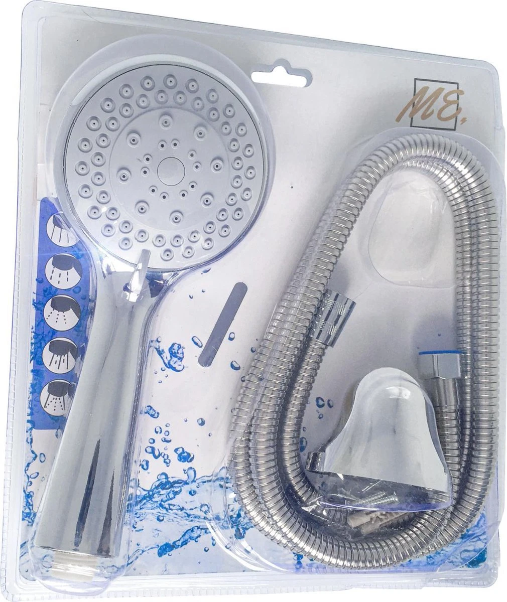Douchekop Met Slang - Universeel - 5 Luxe Straalstanden - Chroom En RVS - Incl. Wandhouder - Afbeelding 7