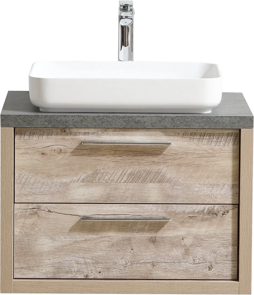 Badplaats Badkamermeubel Set Indiana 70 Cm - Hout Look - Badmeubel Met Spiegel - Afbeelding 3