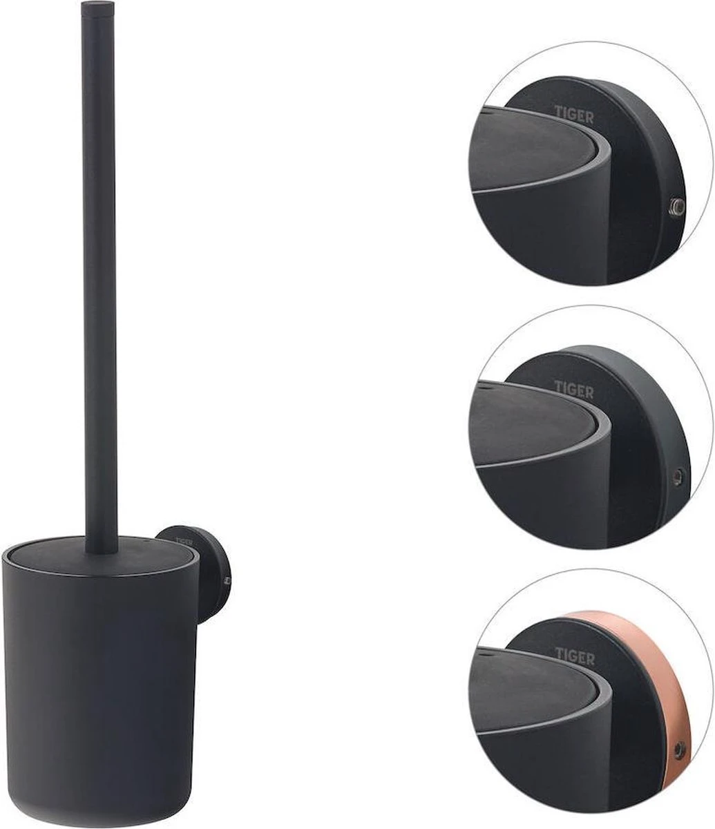 Tiger Urban Toiletaccessoireset - Toiletborstel Met Houder - Toiletrolhouder Met Klep - Handdoekhaak - Zwart - Afbeelding 5