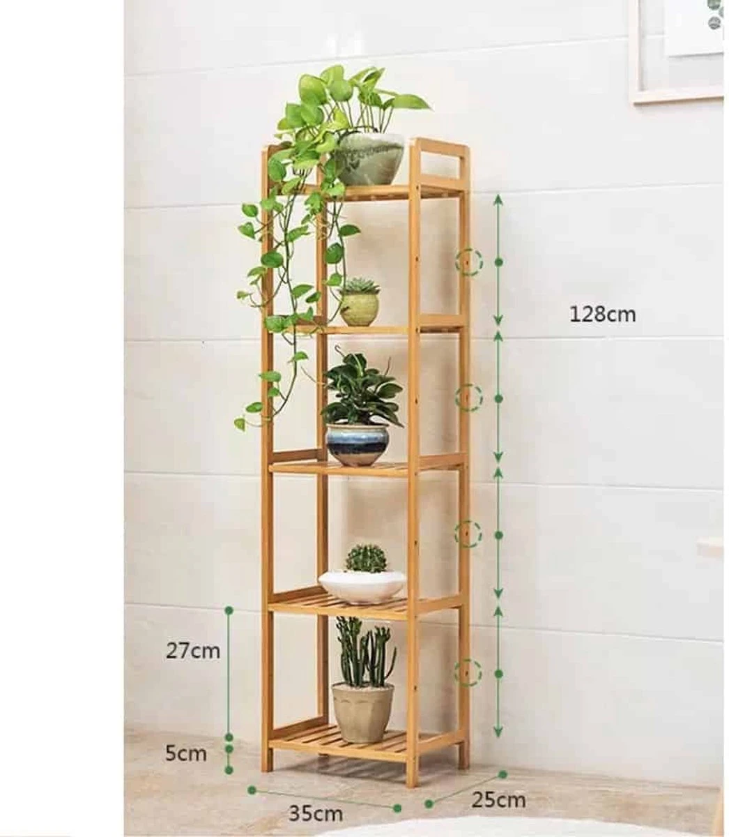 SensaHome Badkamerrek - Bamboe Design – Badkamerkast Met 5 Planken - Afbeelding 6