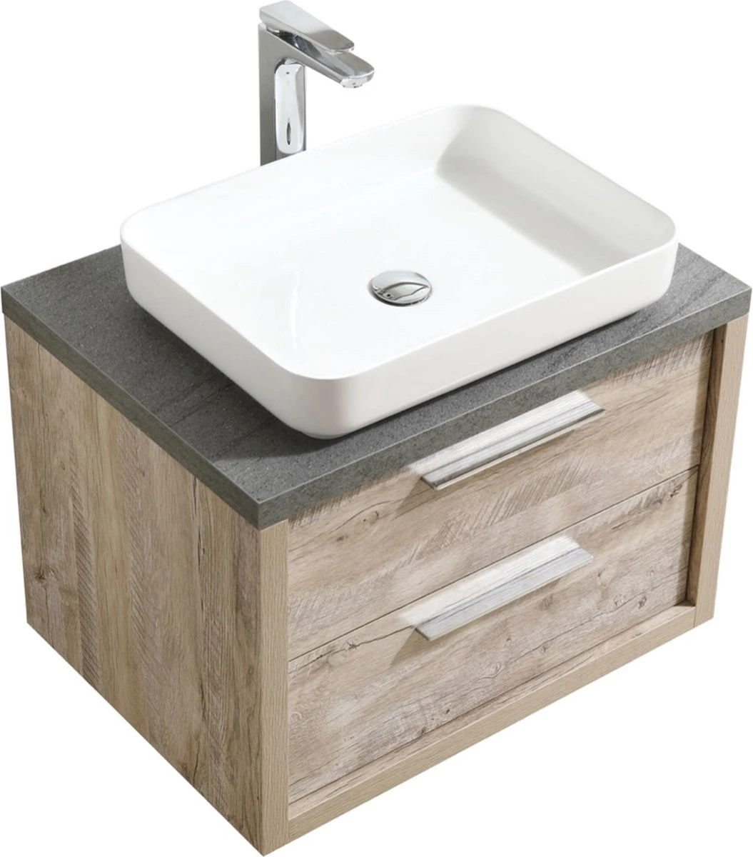 Badplaats Badkamermeubel Set Indiana 70 Cm - Hout Look - Badmeubel Met Spiegel - Afbeelding 8