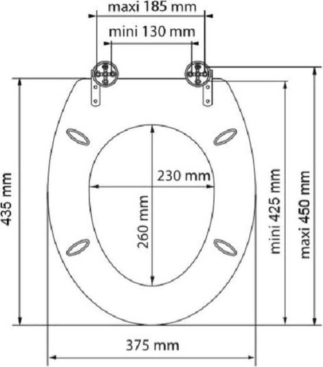 SCHÜTTE WC-Bril 80193 DARK WOOD - MDF-Hout - Soft Close - Verchroomde Scharnieren - Decor - 3-zijdige Print - Afbeelding 5