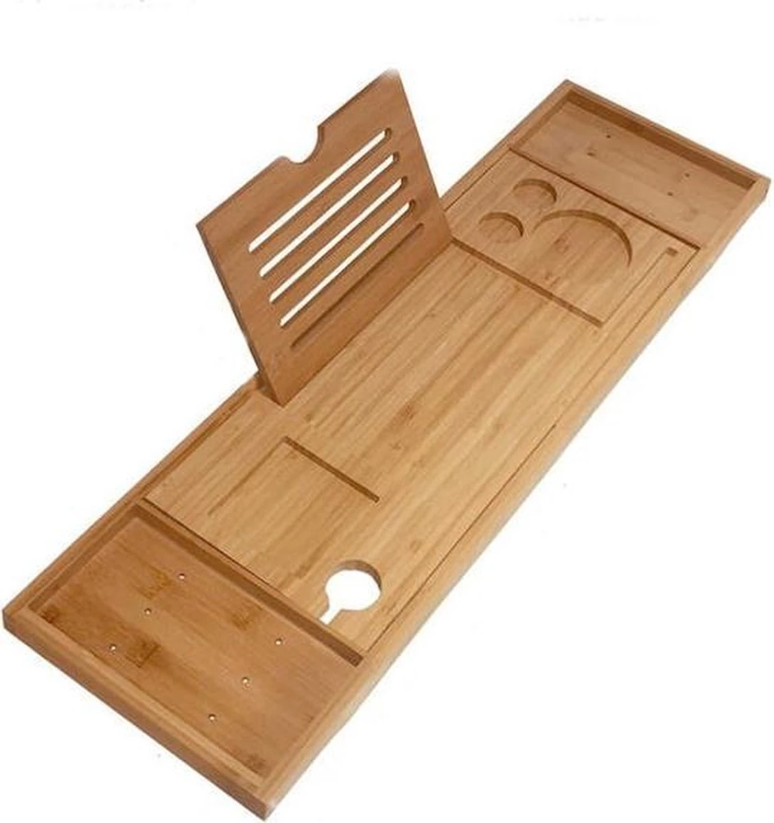 Merkloos Decopatent® Luxe Badplank - Badrekje - Uitschuifbaar 75 Tot 110 Cm - Boekenhouder - Tablethouder - Bamboe Hout Badplankje - Badrek - Afbeelding 4
