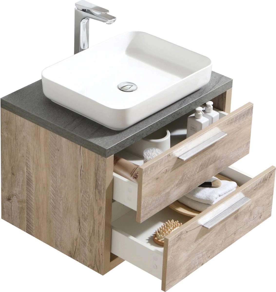 Badplaats Badkamermeubel Set Indiana 70 Cm - Hout Look - Badmeubel Met Spiegel - Afbeelding 5