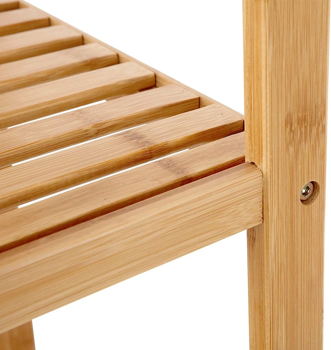 Staand Badkamer Wandrek Met 5 Etages - Smal Opbergrek - 146 Cm Hoog, 33 Cm Breed - Bamboe - Afbeelding 2