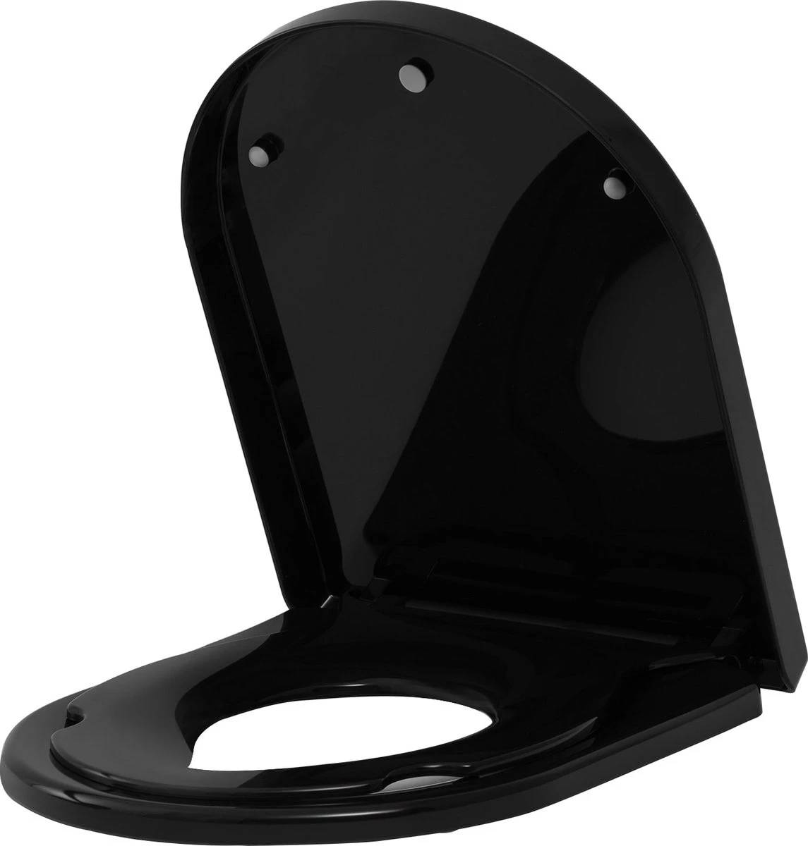 Kamyra® Antibacteriële Toiletbril Met Verkleiner & Softclose - Voor Volwassenen/Kinderen - Toiletbrillen, WC Bril, Brillen, Toiletzitting - D-Vorm - 45.4x36.1 Cm - Zwart - Afbeelding 6
