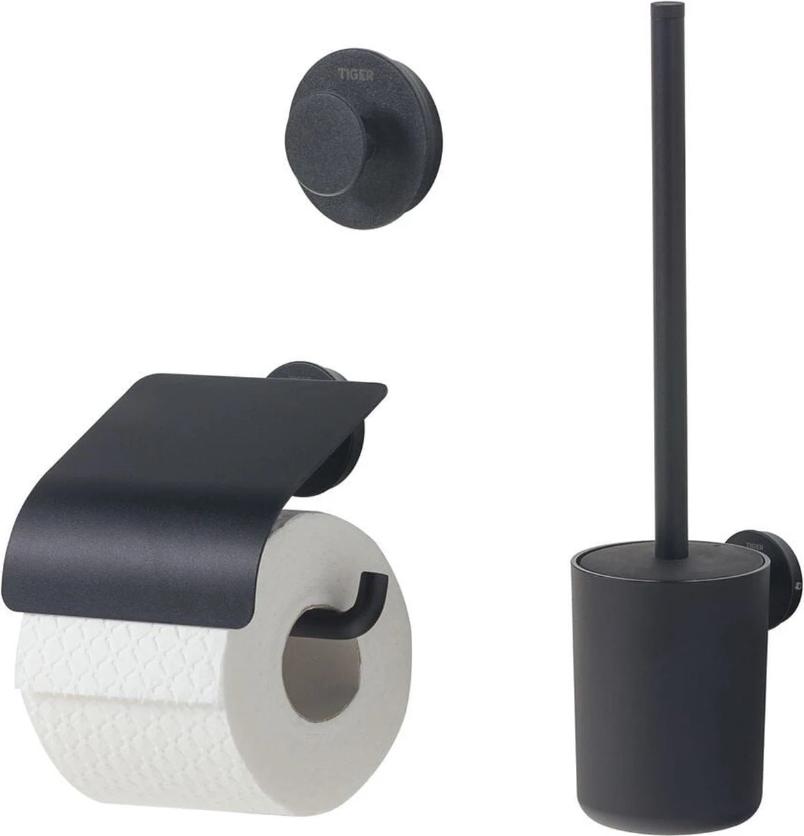 Tiger Urban Toiletaccessoireset - Toiletborstel Met Houder - Toiletrolhouder Met Klep - Handdoekhaak - Zwart - Afbeelding 13
