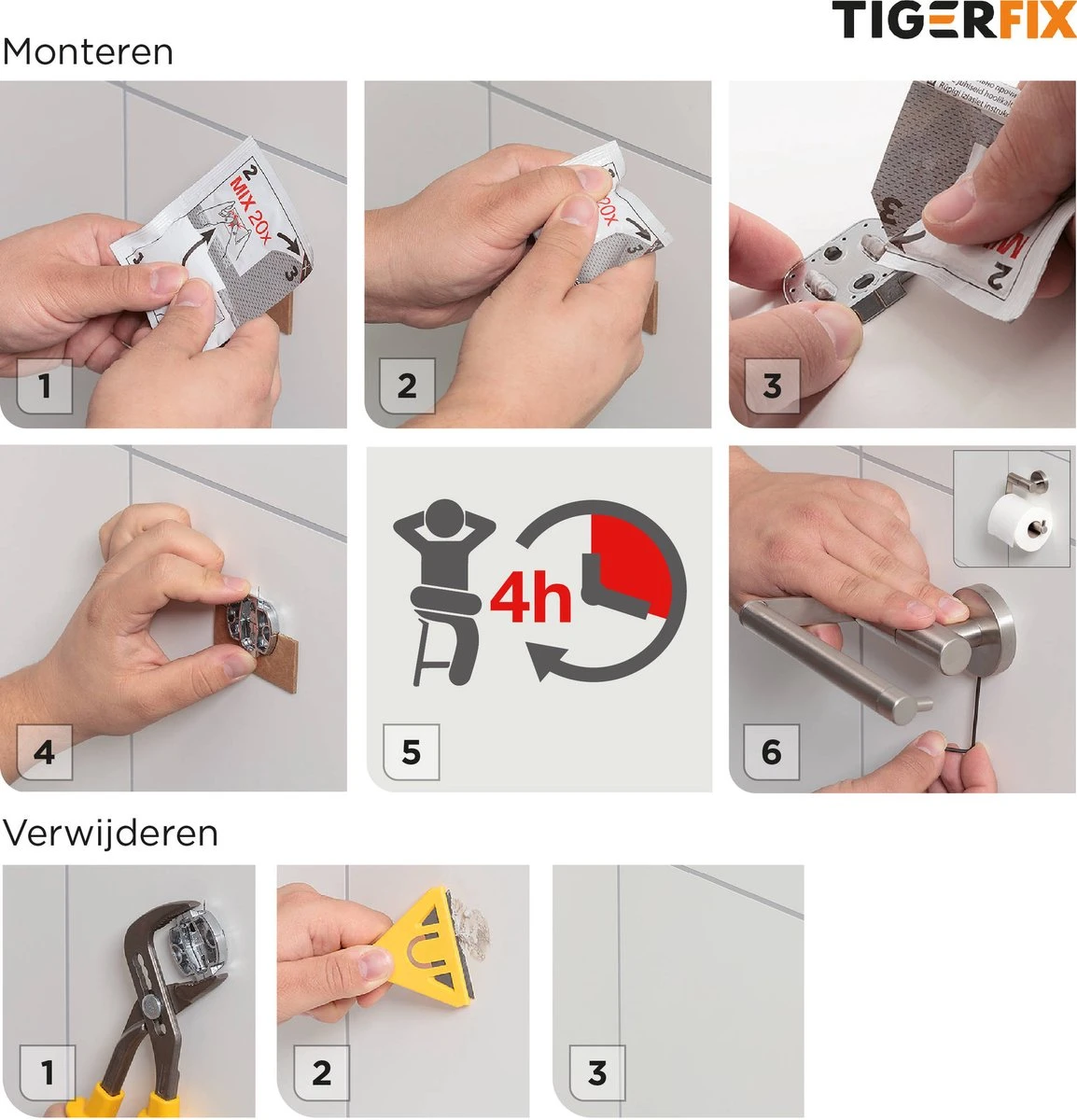 Tiger TigerFix Type 1 - Tiger Accessoires Monteren Zónder Boren - 2 Stuks - Afbeelding 3