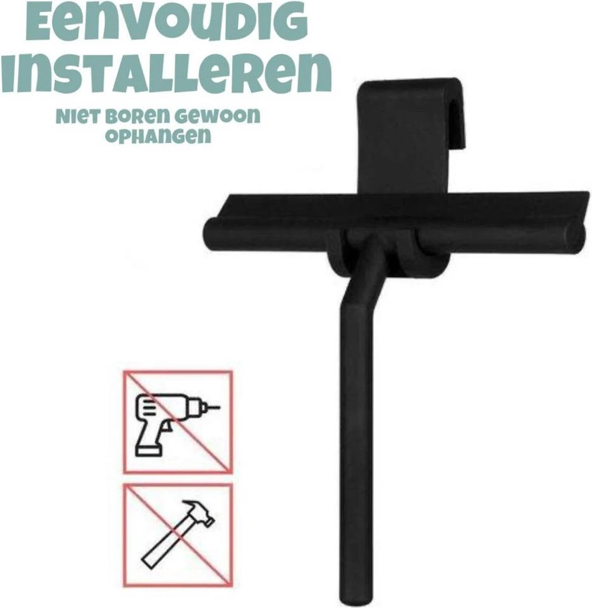 Merkloos Douchewisser Zwart Met Ophanghaak - Raamwisser - Douche Trekker - Badkamer Accessoires - Wisser Douche - Silicone Raamtrekker - Afbeelding 6