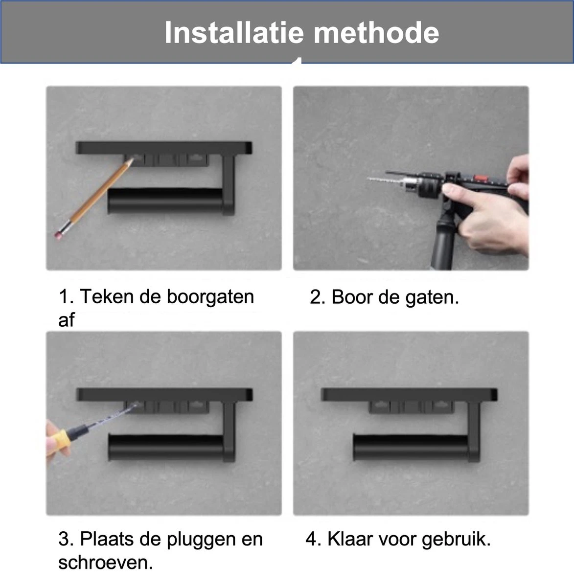 SaniRay Toiletrolhouder Met Telefoonhouder - Toiletrolhouder Met Planchet Voor Telefoon - Kunststof - WC Rolhouder Met Plankje Voor Telefoon. - Afbeelding 6