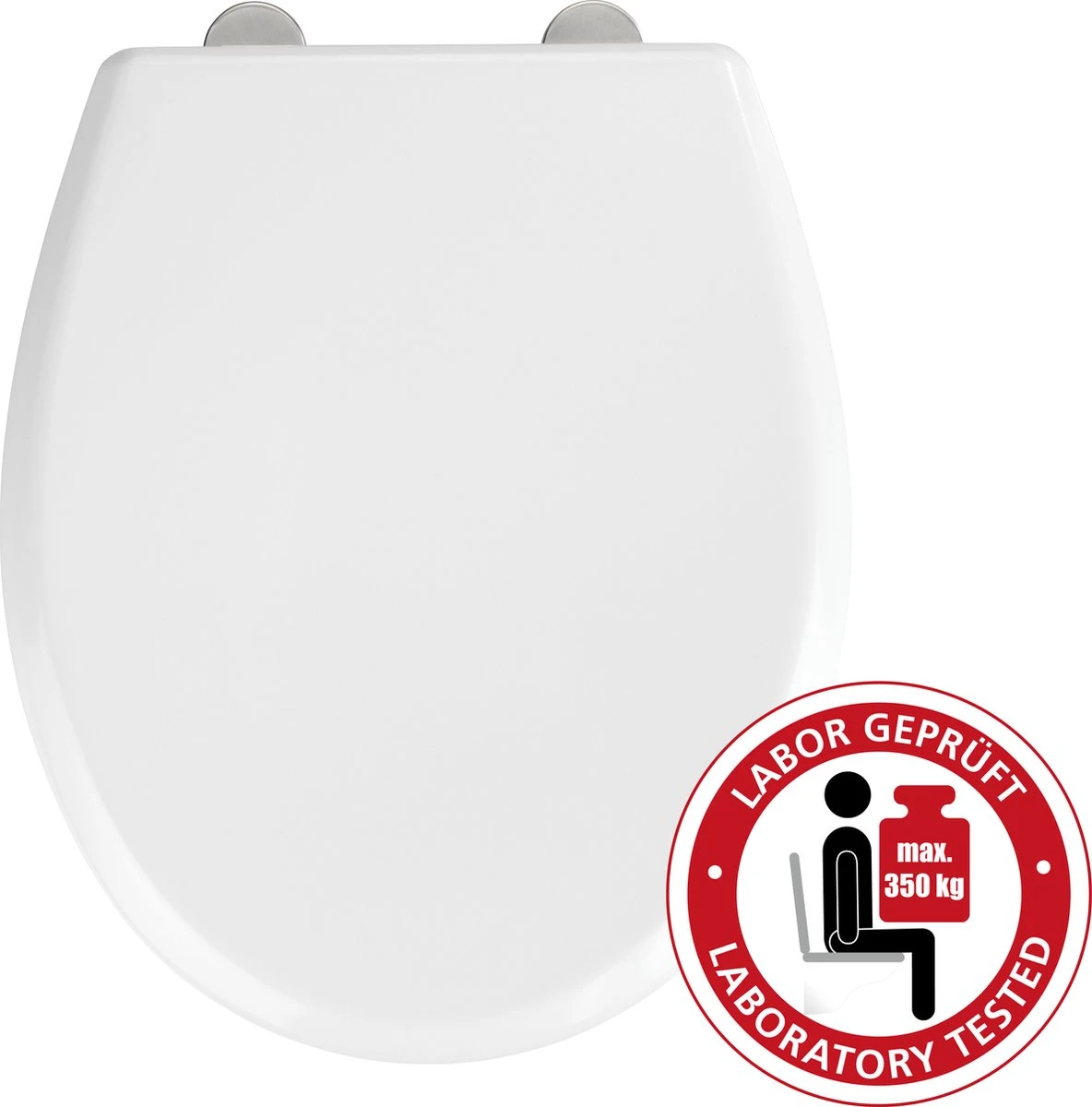 WENKO WC Bril Gubbio - Antibacterieel Wit Duroplast - Easy-Close Sluiting - Fix-Clip Bevestiging In RVS - Belastbaar Tot 350 Kg - Toiletbril - Toiletzitting - Afbeelding 3