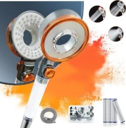 Douchekop - Regendouche Kop - Handdouche Met Hoge Druk - Blazelife Ionische Douchekop - Doucheslang - Dubbele Draaibaar - RVS - Met Slang En Houder