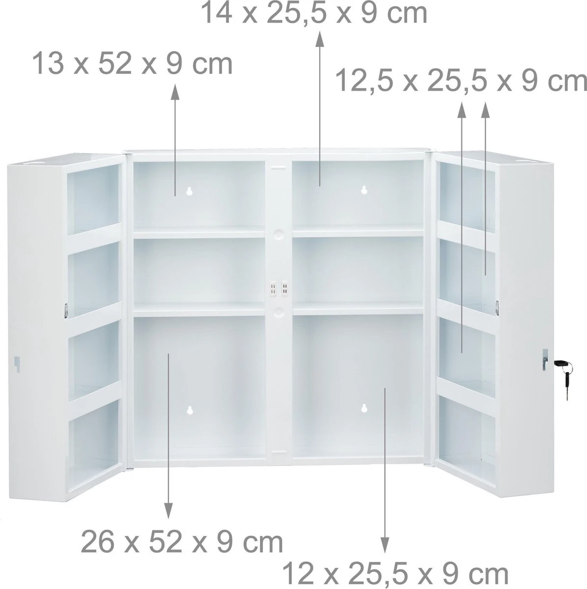 Relaxdays Medicijnkastje Afsluitbaar - Medicatiekastje - Badkamerkast Medicijnen - Wit - Afbeelding 5