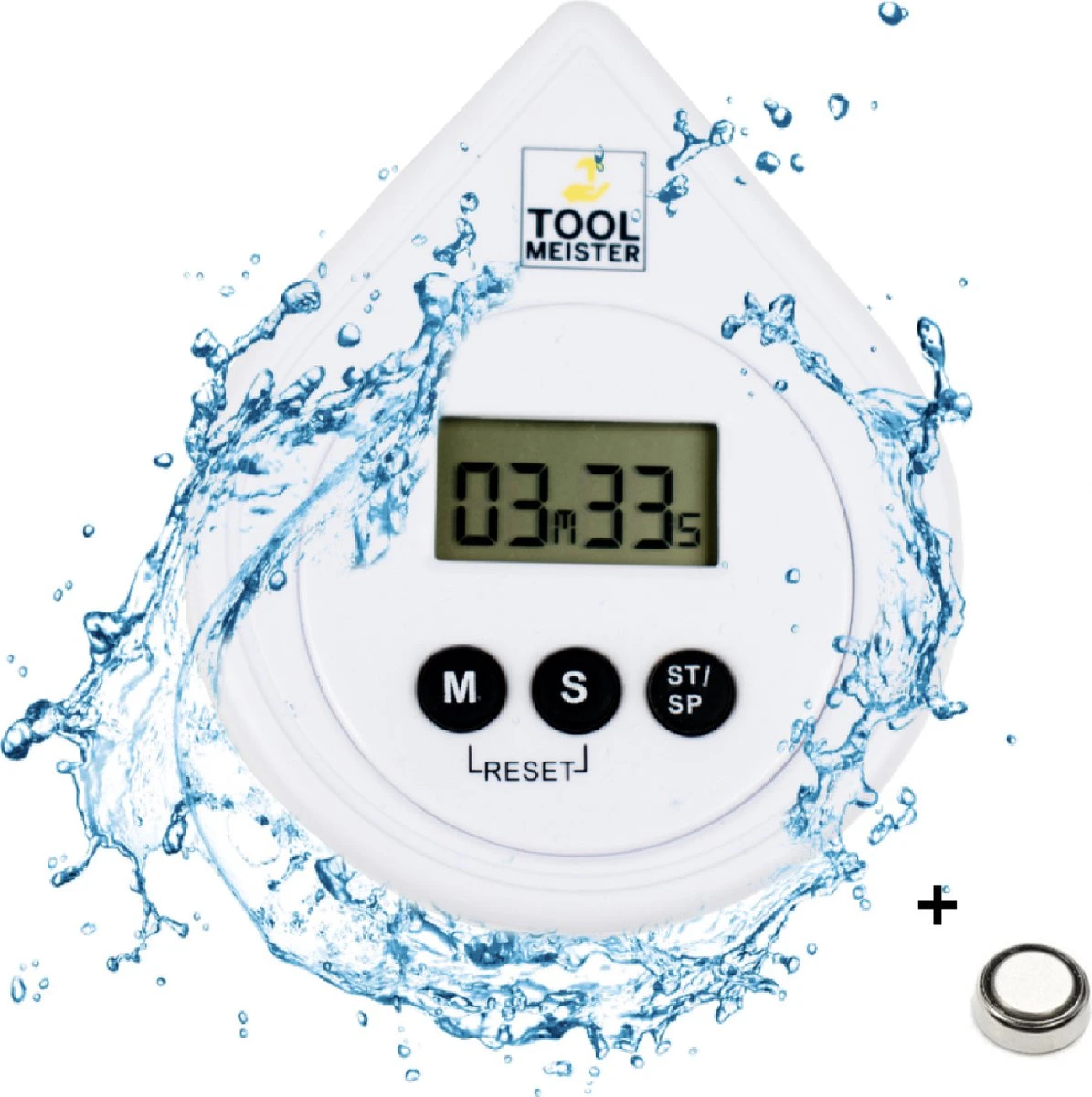 Tool Meister DRUPP - Douchetimer - Douche/Shower/Badkamer Timer & Klok - Coach - Waterdicht - Incl. Zuignap & Batterij