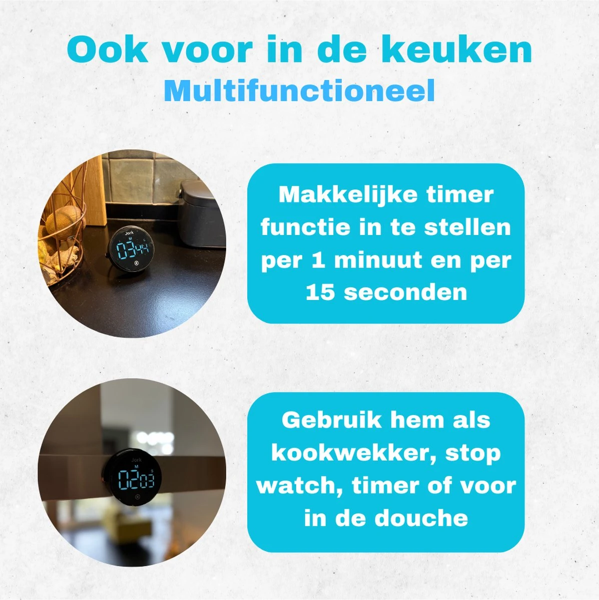 Jork - Douche Timer - Douchetimer - Badkamer Klok - Doucheklok - Kookwekker Analoog - Douchetimer 5 Minuten - Douchetimer Waterdicht - Inclusief Batterijen - 3x AAA - IPX8 Waterdicht - Afbeelding 5
