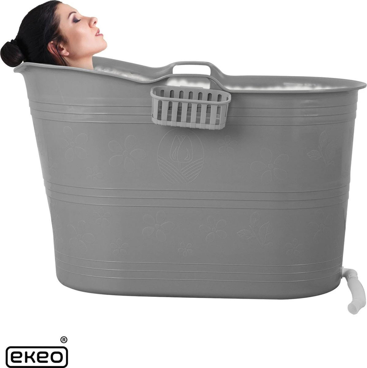 EKEO Zitbad - 210L - Mobiele Badkuip - Bath Bucket - Ijsbad- Tuinbad - Grijs - Afbeelding 5