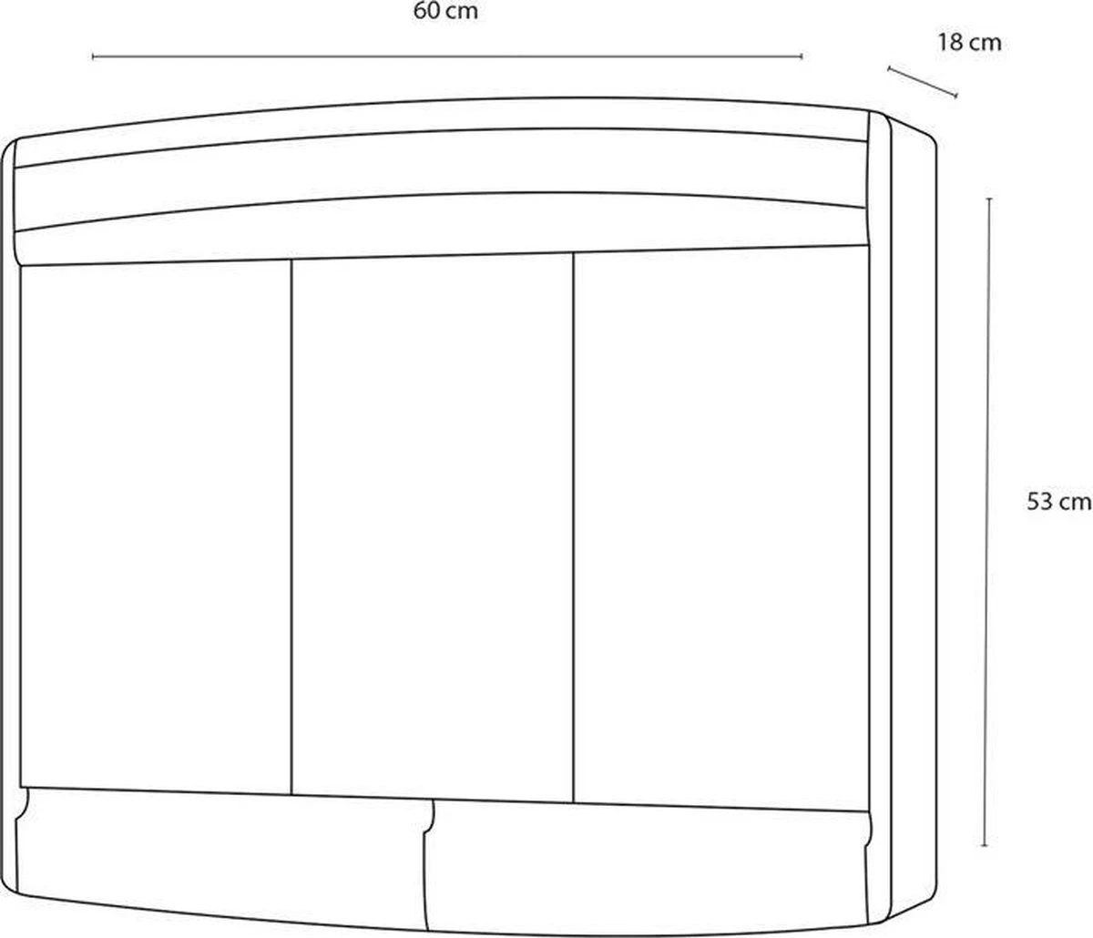 Differnz Topas-eco Spiegelkast- 3-deurs - Met Verlichting - Afbeelding 2