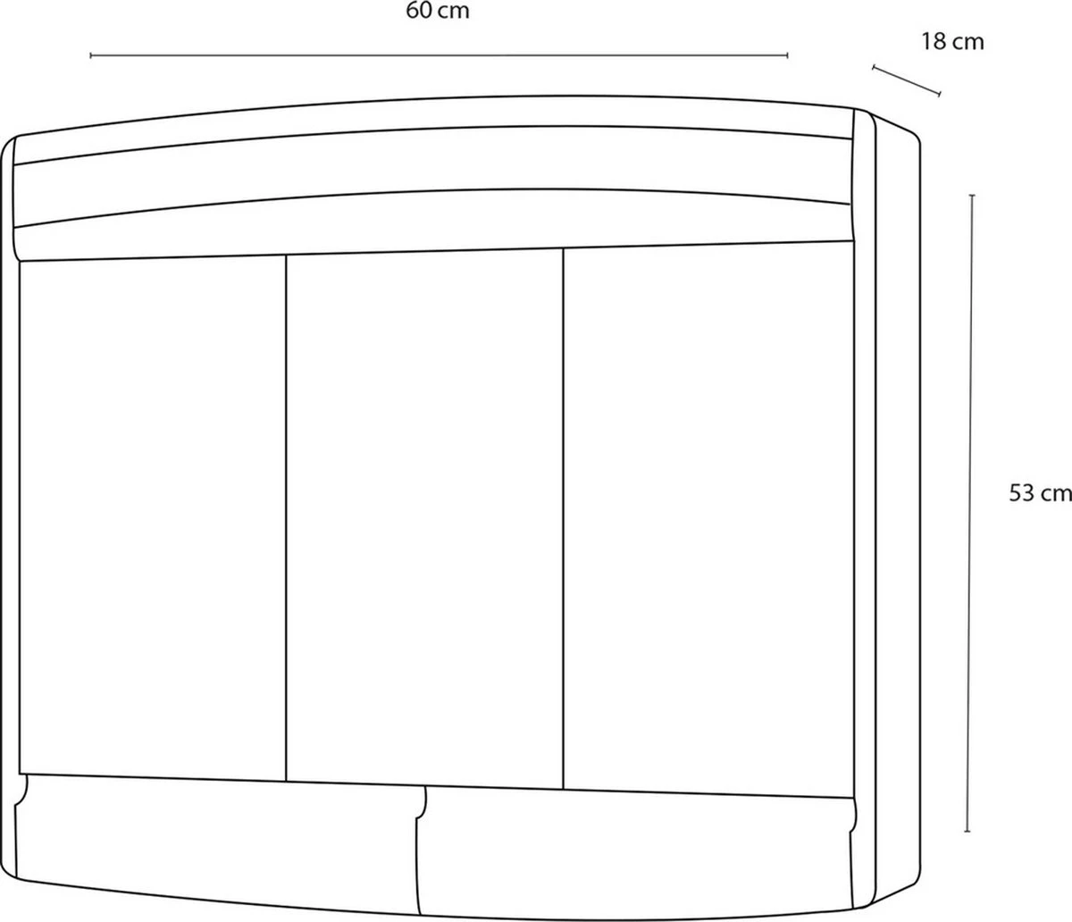 Differnz Topas-eco Spiegelkast- 3-deurs - Met Verlichting - Afbeelding 3