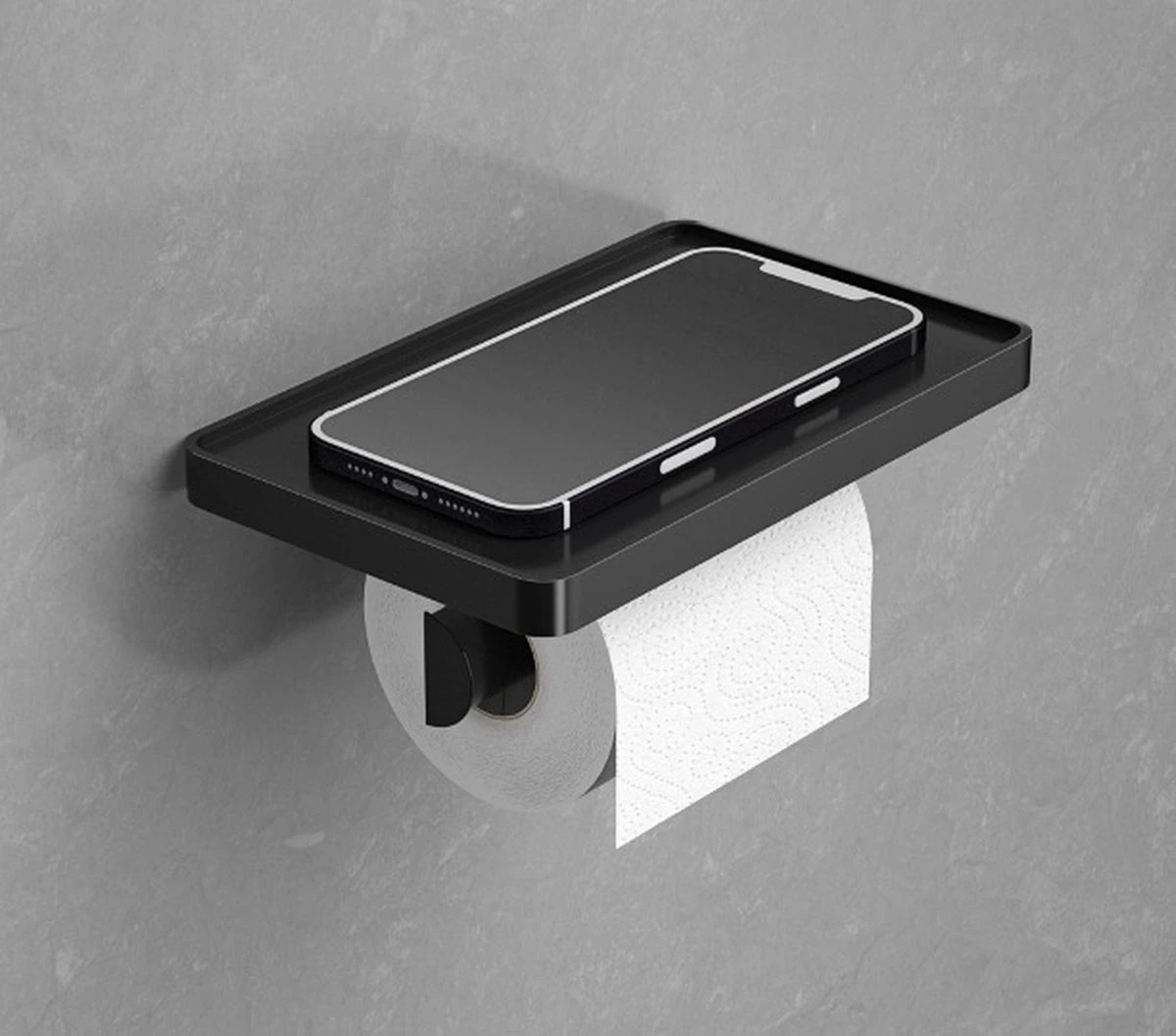 SaniRay Toiletrolhouder Met Telefoonhouder - Toiletrolhouder Met Planchet Voor Telefoon - Kunststof - WC Rolhouder Met Plankje Voor Telefoon.