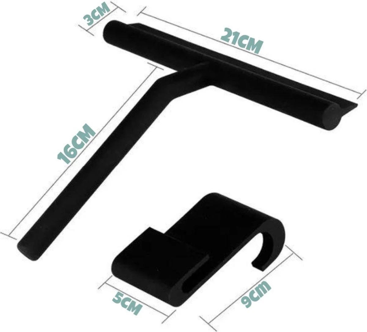 Merkloos Douchewisser Zwart Met Ophanghaak - Raamwisser - Douche Trekker - Badkamer Accessoires - Wisser Douche - Silicone Raamtrekker - Afbeelding 3