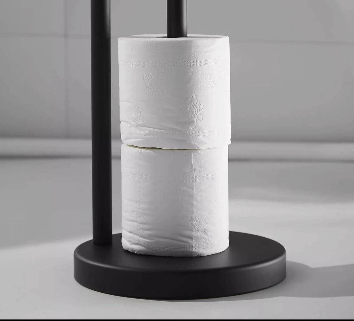 OMID HOME® Toiletrolhouder Staand- Toiletrolstandaard - Reserverolhouder - Geschikt Voor 4 Wc Rollen - Zwart Mat - Afbeelding 2