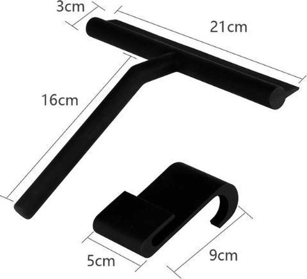 Merkloos Douchewisser Zwart Met Ophangsysteem Luxe –Trekker Douche - Siliconen - Afbeelding 8