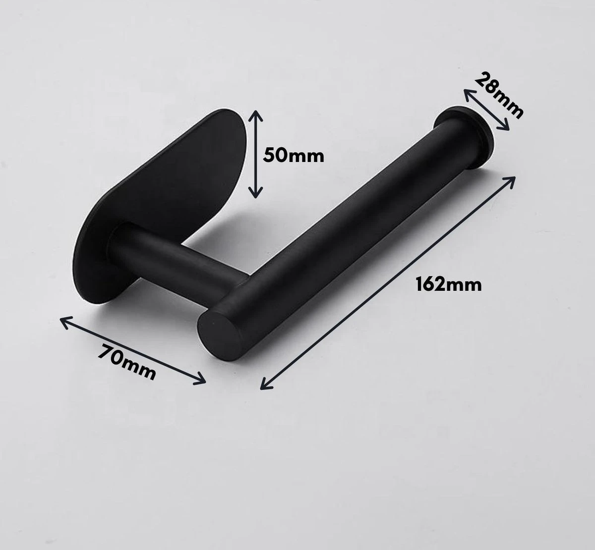 Toiletrolhouder Inclusief Handdoekhaak - Zonder Boren - Zelfklevend - Zwart - Staand - Afbeelding 3