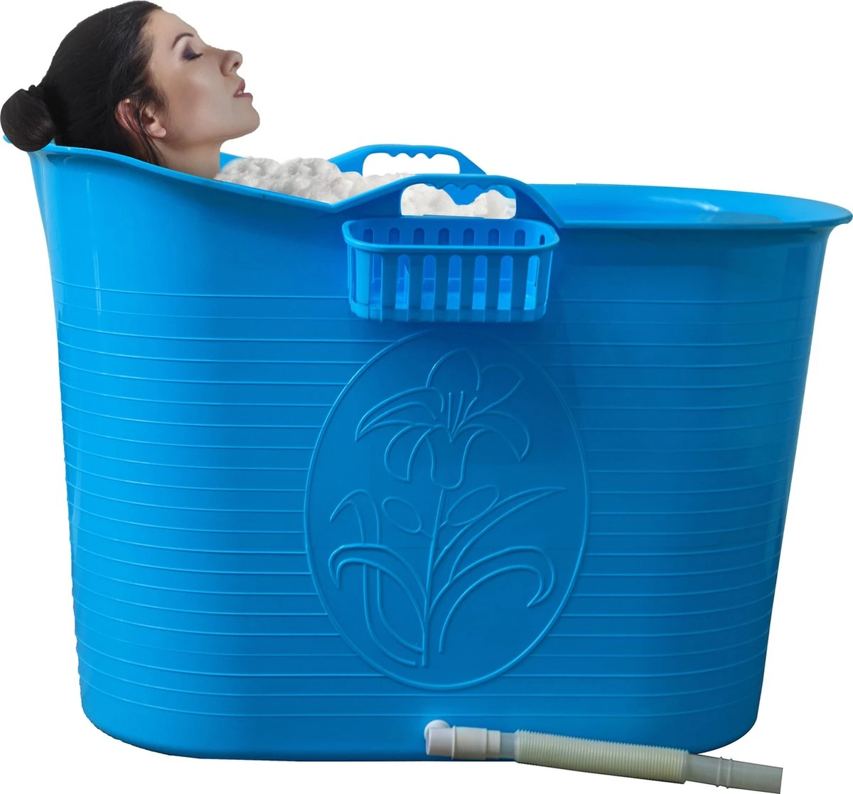EKEO - Zitbad Voor Volwassenen – Bath Bucket – 200L – Mobiele Badkuip – Inclusief Badrek - Blauw - Afbeelding 2