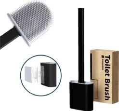 Merkloos Most Needed WC Borstel Met Houder - Siliconen Borstel - Duurzaam - Vrijstaand Of Hangend - Zwart