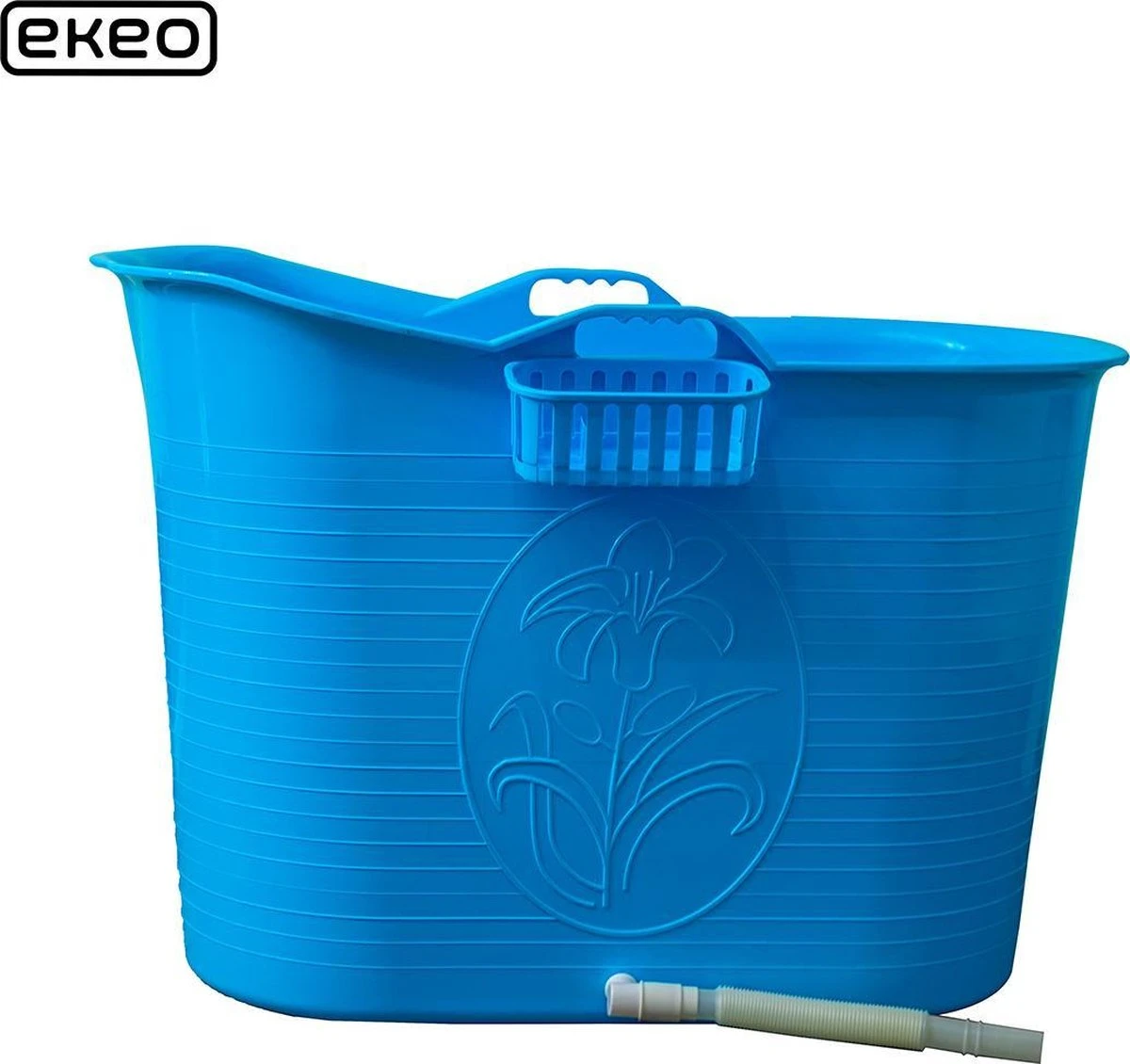 EKEO - Zitbad Voor Volwassenen – Bath Bucket – 200L – Mobiele Badkuip – Inclusief Badrek - Blauw - Afbeelding 4