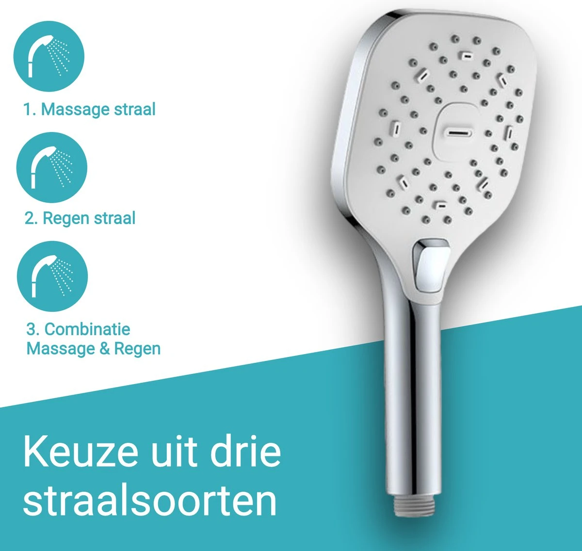 BADO Douchekop Met Slang - Handdouche - Douchekop - Waterbesparend - Doucheslang - Chroom - Afbeelding 3