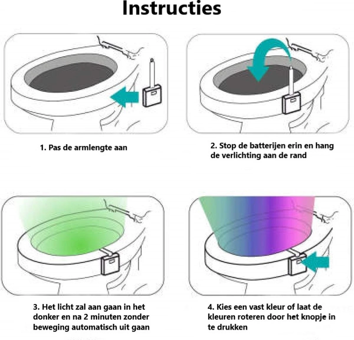 Toiletpotverlichting - Toiletpotverlichting 16 Kleuren - Toiletpot - Verlichting - Toilet Lamp - Nachtlampje Met Bewegingssensor - LED - WC - Toiletpotverlichting Met Sensor - Toiletpot Verlichting - Afbeelding 4