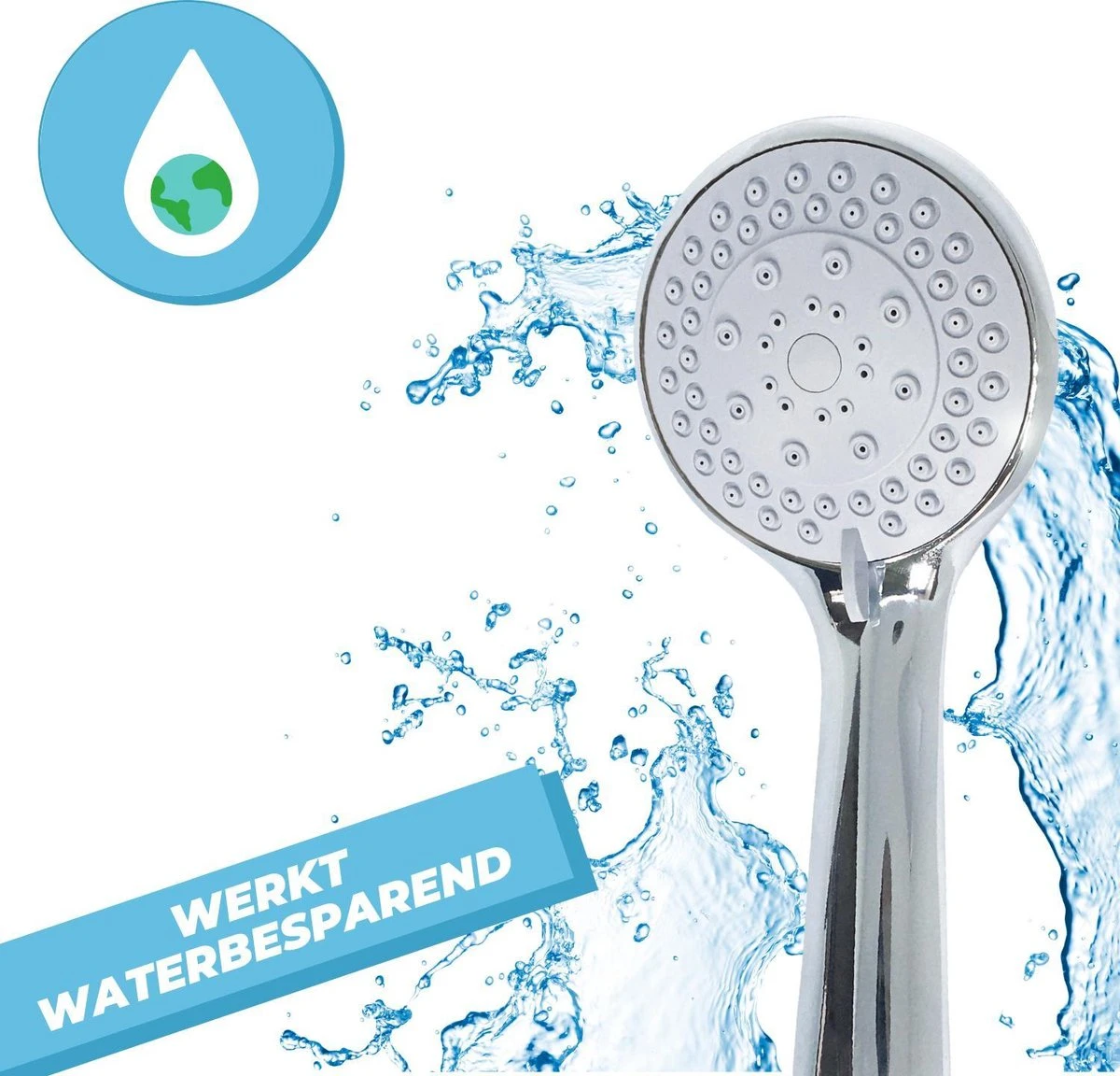 Douchekop Met Slang - Universeel - 5 Luxe Straalstanden - Chroom En RVS - Incl. Wandhouder - Afbeelding 4