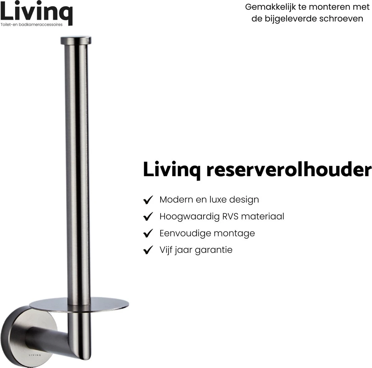 Toiletaccessoireset Gun Metal 4-delig - Luxe Toilet Set - Toiletborstel Met Houder - Toiletrolhouder Met Klep - Reserverolhouder - Handdoekhaak - Gunmetal Badkamer Accessoires - Afbeelding 4