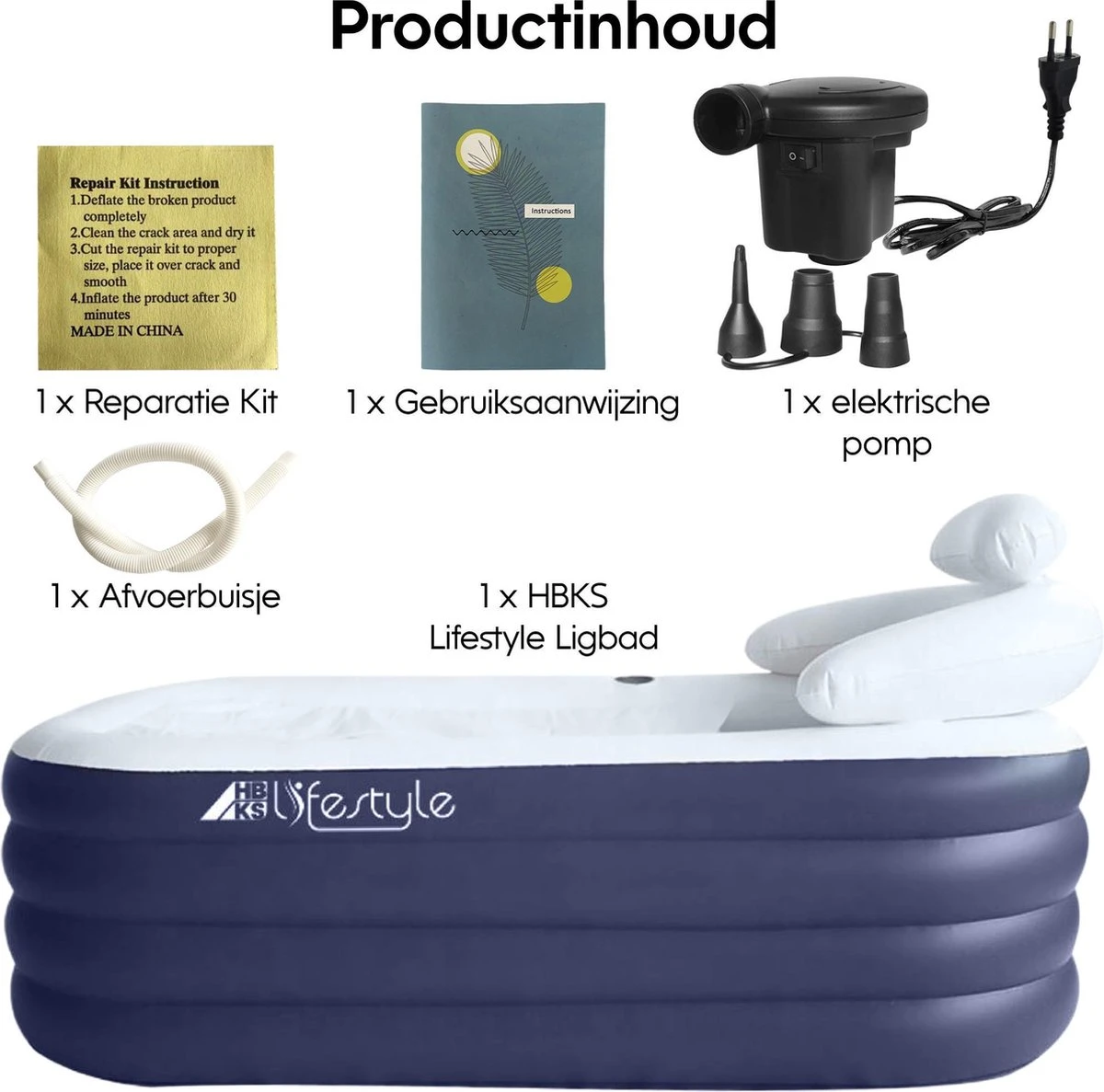 HBKS Lifestyle Bad – Opblaasbaar Ligbad – Bath Bucket – Zitbad Voor Volwassenen - Ijsbad Wim Hof Methode - Badkuip – Ice Bath – Blauw - Afbeelding 7