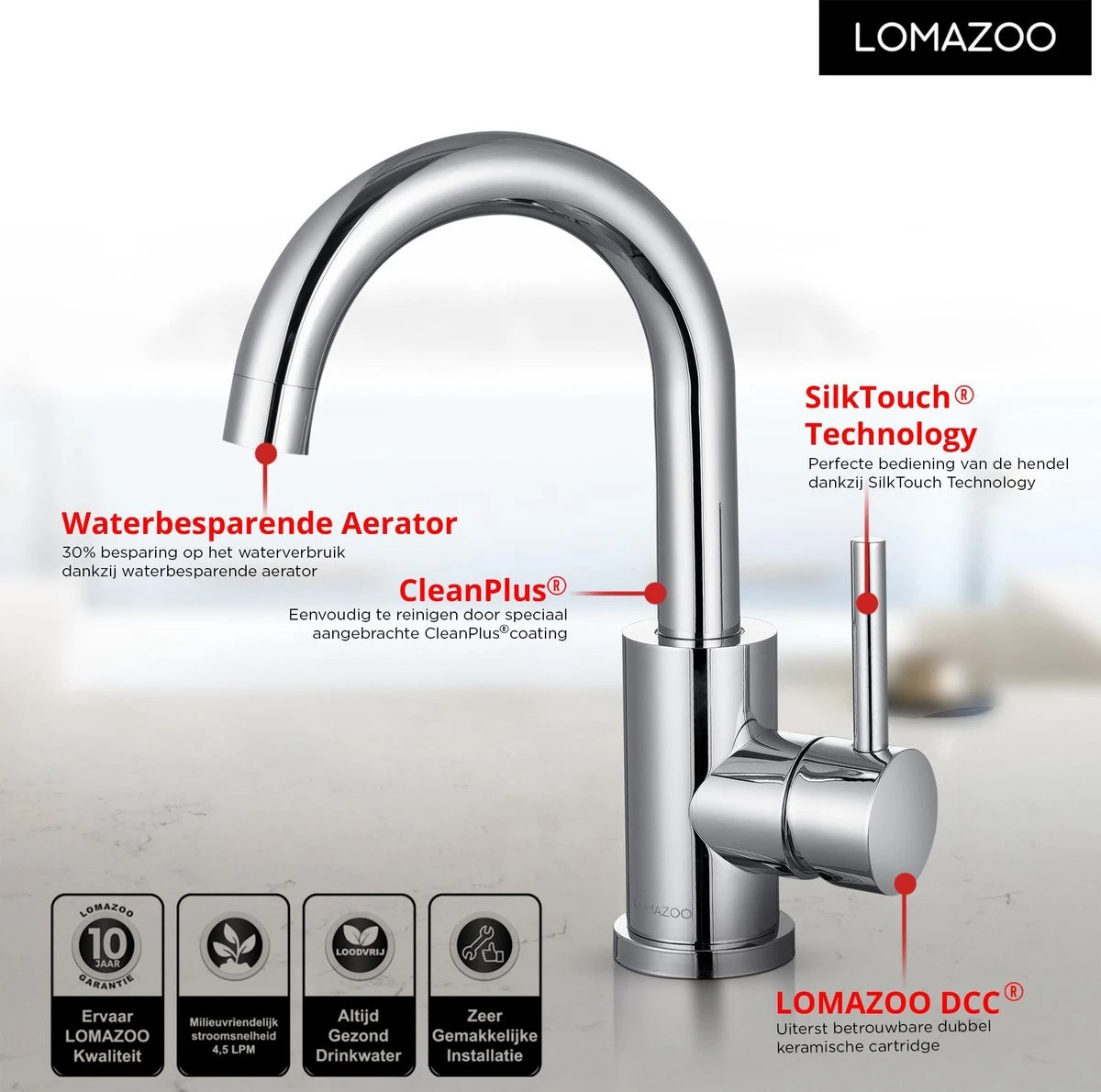 LOMAZOO Wastafelkraan Cupid - Chroom - Afbeelding 3