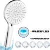 EcoRain™ Waterbesparende Douchekop Mark Met WATERFILTER - 50% Waterbesparend - Regendouche - 5 Sproeistanden - Hoge Druk - Betere Huid - Handdouche - Luxe Moderne Douchekop - Hoge Kwaliteit - Chrome