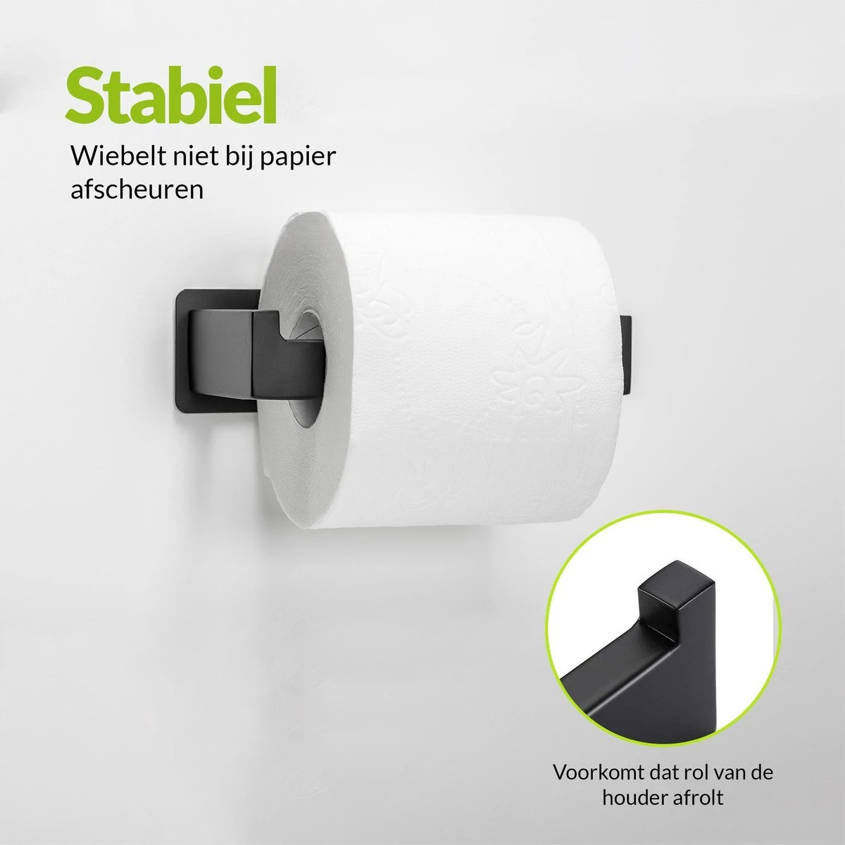 Toiletrolhouder Zonder Boren - Zwart - WC Rolhouder Zelfklevend - Afbeelding 3