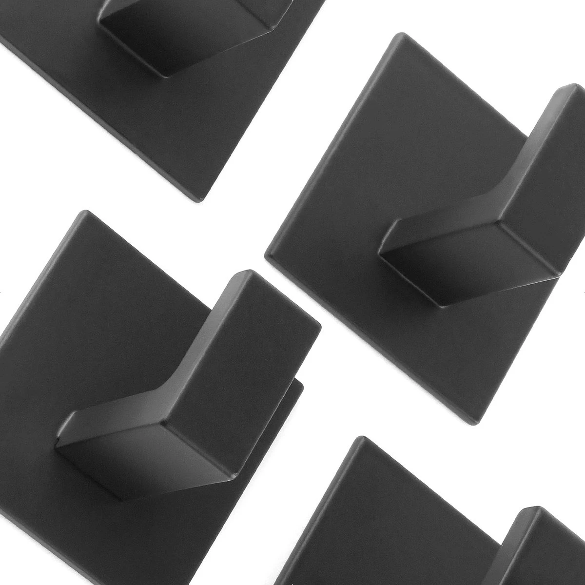 Stål Handdoekhaakjes Zelfklevend Zwart - Vierkant - 4 Stuks - Afbeelding 4