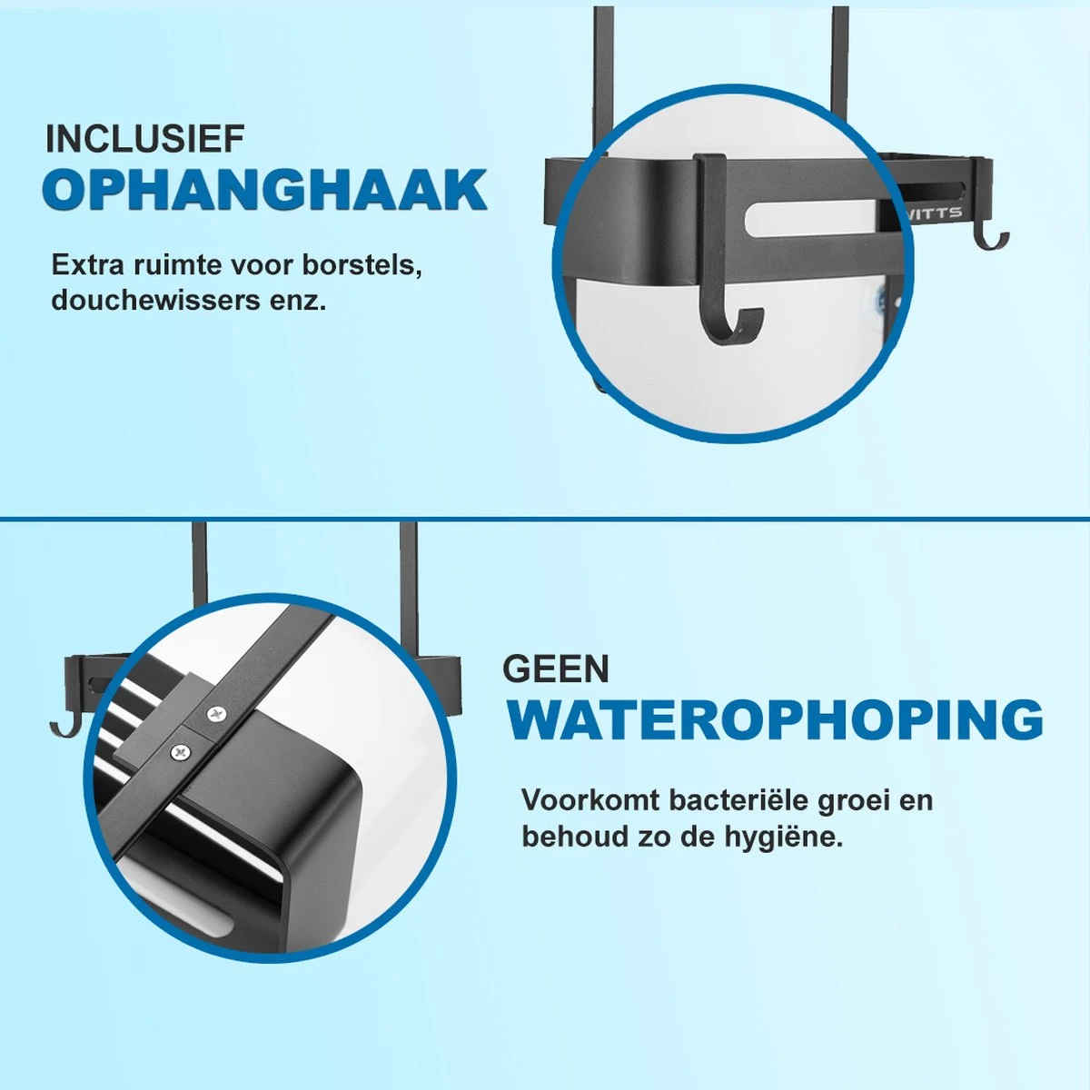 WITTS Doucherek - 2 Laags - Doucherek Zonder Boren - Doucherek Hangend - Doucherekje – Roestvrijj - Afbeelding 4