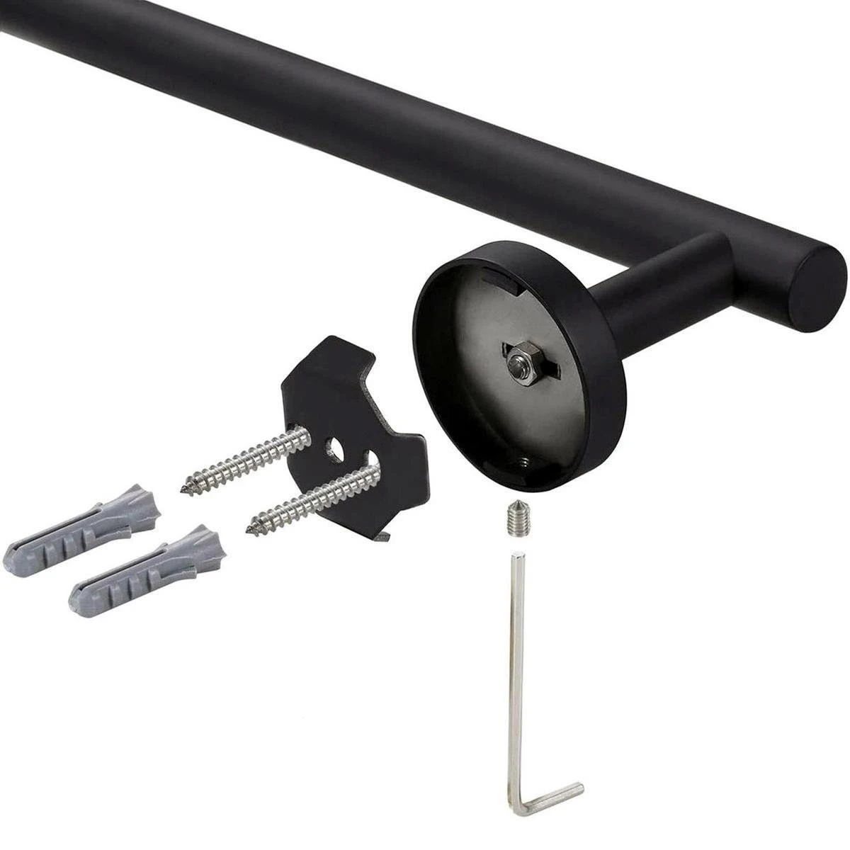 Design Handdoekhouder - Handdoekrek Voor Toilet En Badkamer - RVS Mat Zwart - 30 Cm - Afbeelding 5