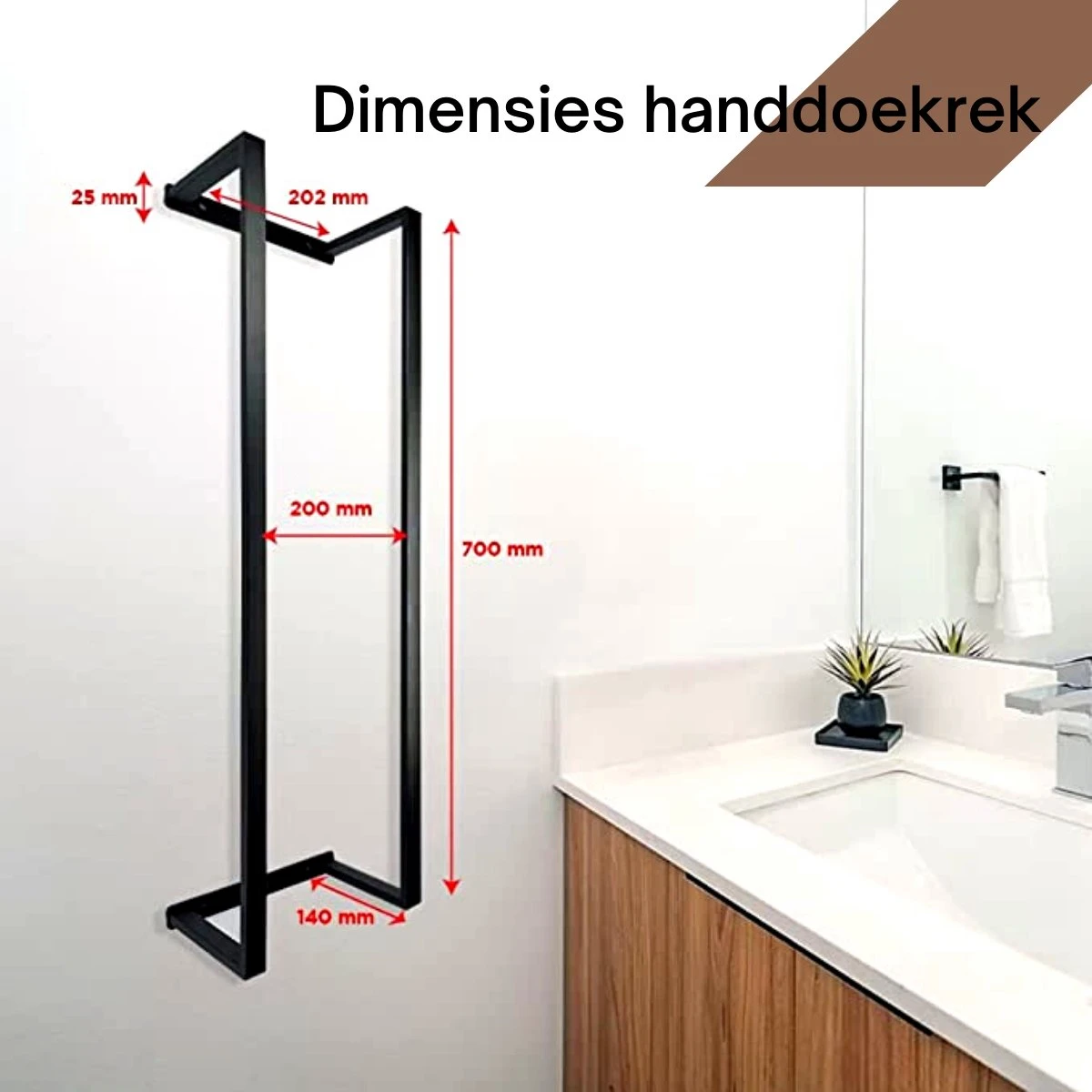 Liviner Stainless Handdoekrek - Handdoekrek Badkamer - Zwart - Handdoekenrek - Handdoekhouder - RVS - Afbeelding 2