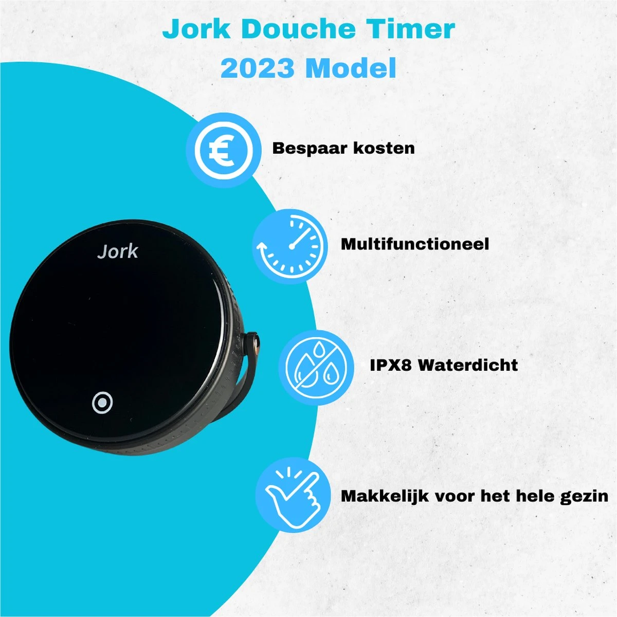 Jork - Douche Timer - Douchetimer - Badkamer Klok - Doucheklok - Kookwekker Analoog - Douchetimer 5 Minuten - Douchetimer Waterdicht - Inclusief Batterijen - 3x AAA - IPX8 Waterdicht - Afbeelding 2