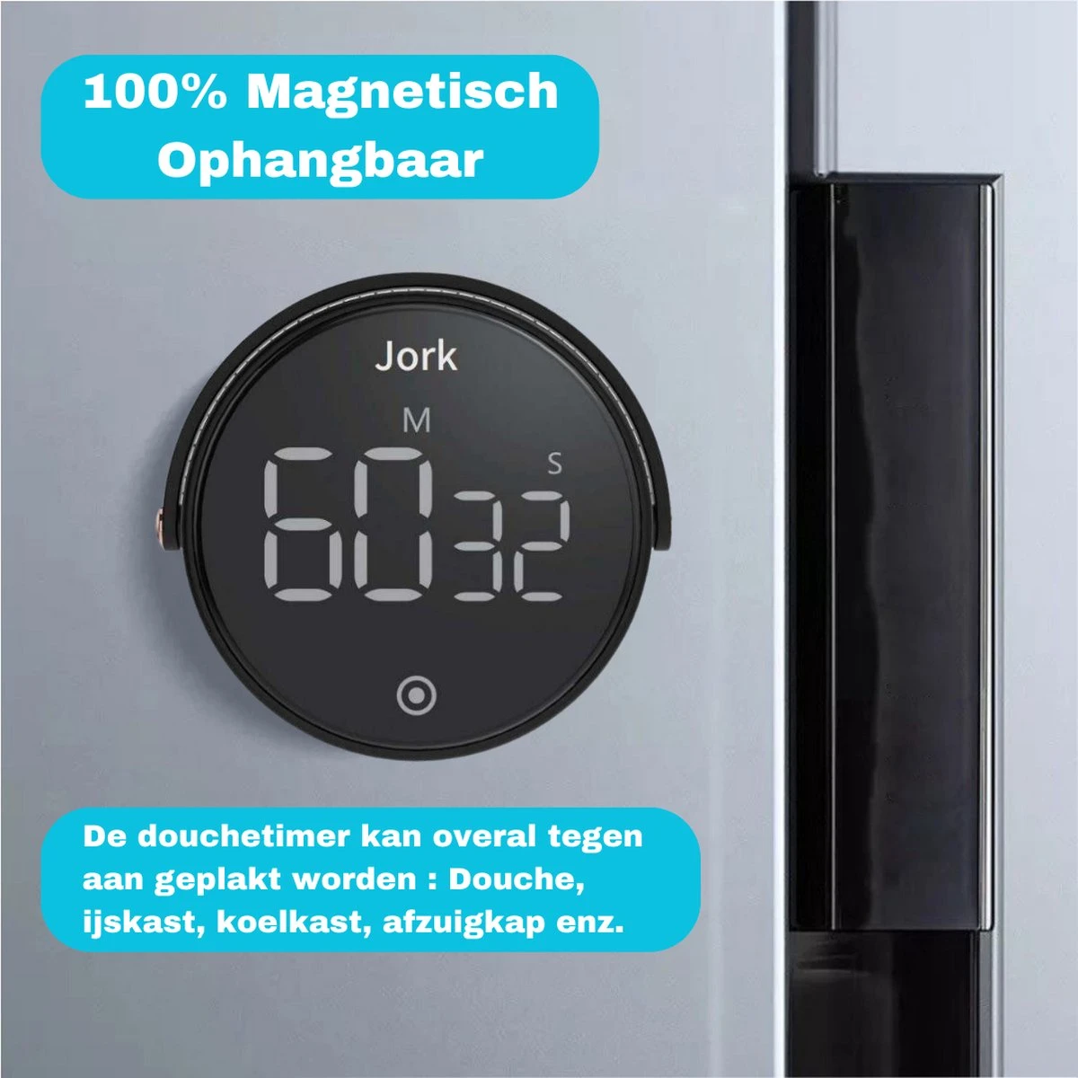 Jork - Douche Timer - Douchetimer - Badkamer Klok - Doucheklok - Kookwekker Analoog - Douchetimer 5 Minuten - Douchetimer Waterdicht - Inclusief Batterijen - 3x AAA - IPX8 Waterdicht - Afbeelding 3