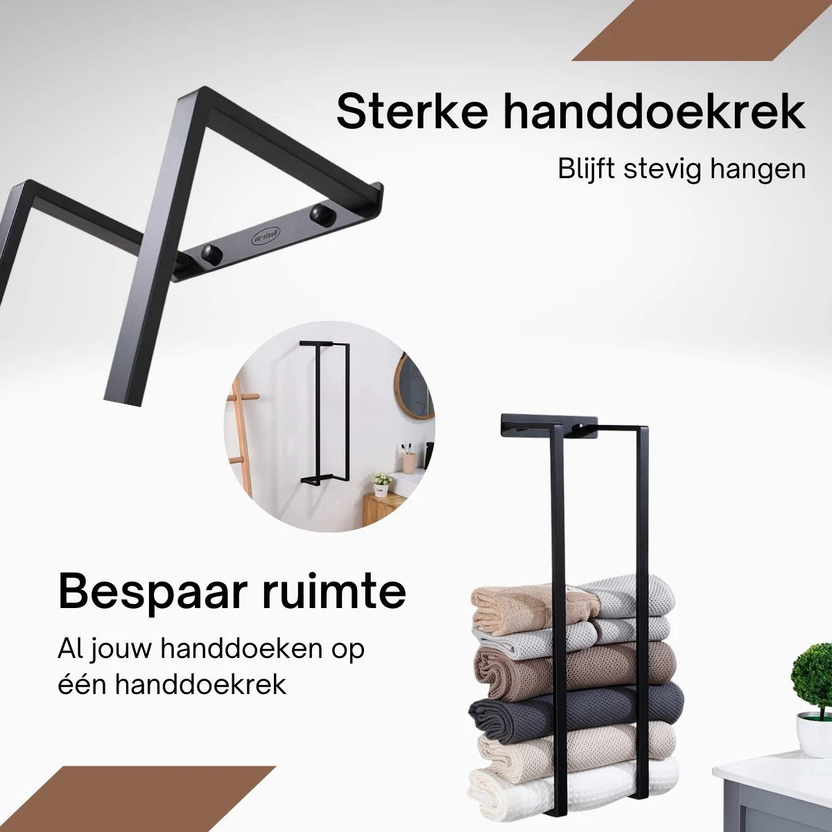 Liviner Stainless Handdoekrek - Handdoekrek Badkamer - Zwart - Handdoekenrek - Handdoekhouder - RVS - Afbeelding 7