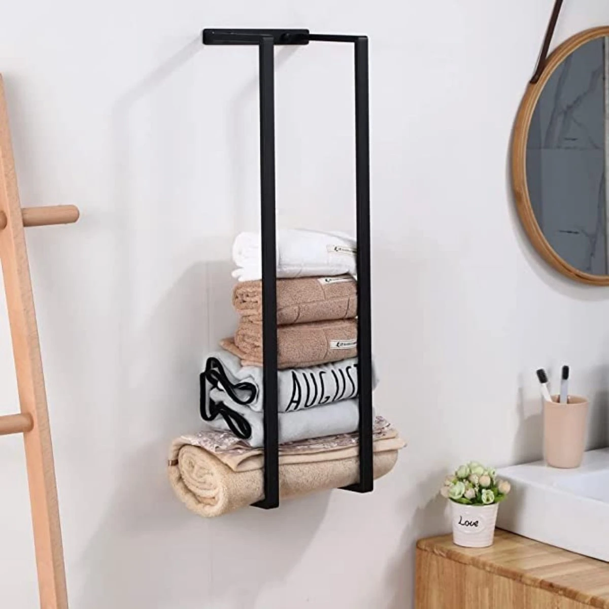 Liviner Stainless Handdoekrek - Handdoekrek Badkamer - Zwart - Handdoekenrek - Handdoekhouder - RVS - Afbeelding 8