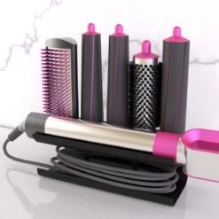 Merkloos Houder Geschikt Voor Dyson Airwrap - 5 Accesoires - Staand En Hangend - Gemakkelijke Installatie - Wall Mount - Bio Plastic - Antraciet