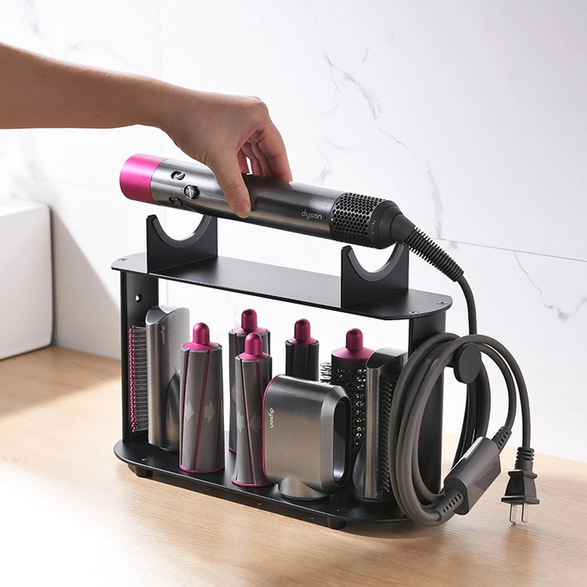 Houder Voor Dyson Airwrap (lange Versie) - Geschikt Voor 8 Accessoires - Passend Voor Dyson Airwrap Complete Long Multistyler - Zwart - Afbeelding 5