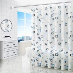 VAIVE Douchegordijn Blauw 180x200 - Anti Schimmel - Douchegordijnen - Ringen