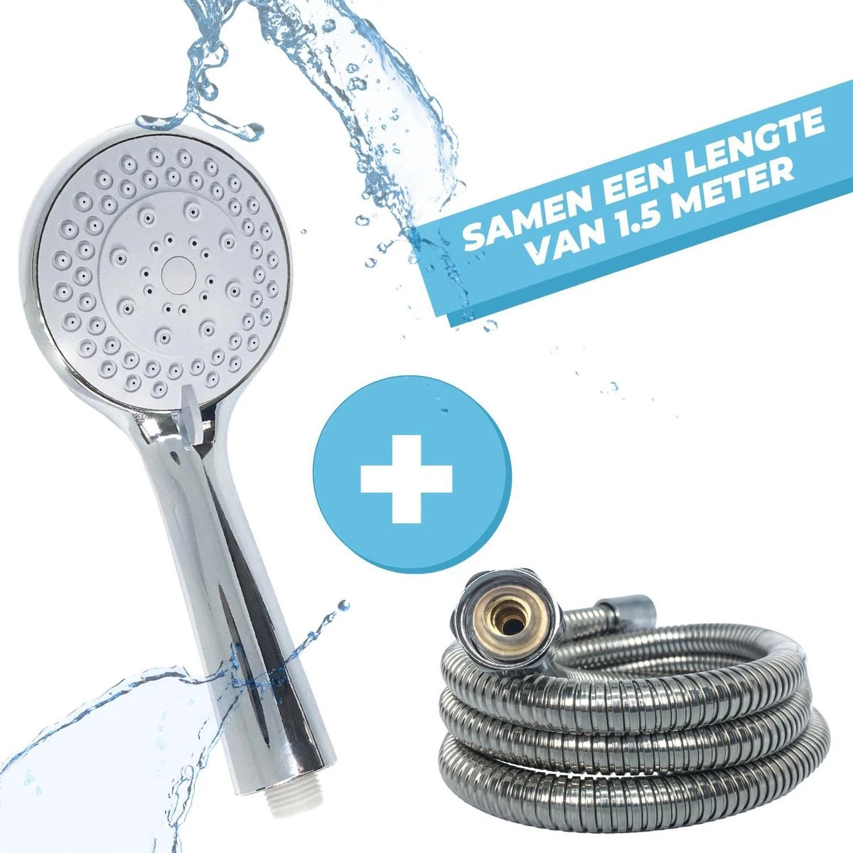 Douchekop Met Slang - Universeel - 5 Luxe Straalstanden - Chroom En RVS - Incl. Wandhouder - Afbeelding 5
